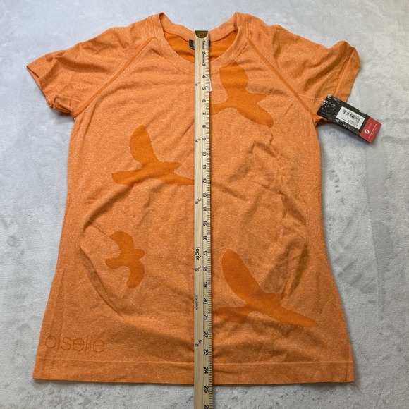 Oiselle Flyte Short Sleeve Running Shirt Clementine Orange Women Large NWT - Picture 4 of 9